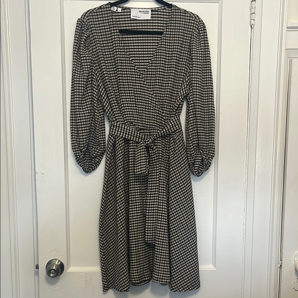 Selected /Femme Black and White Gingham Dress